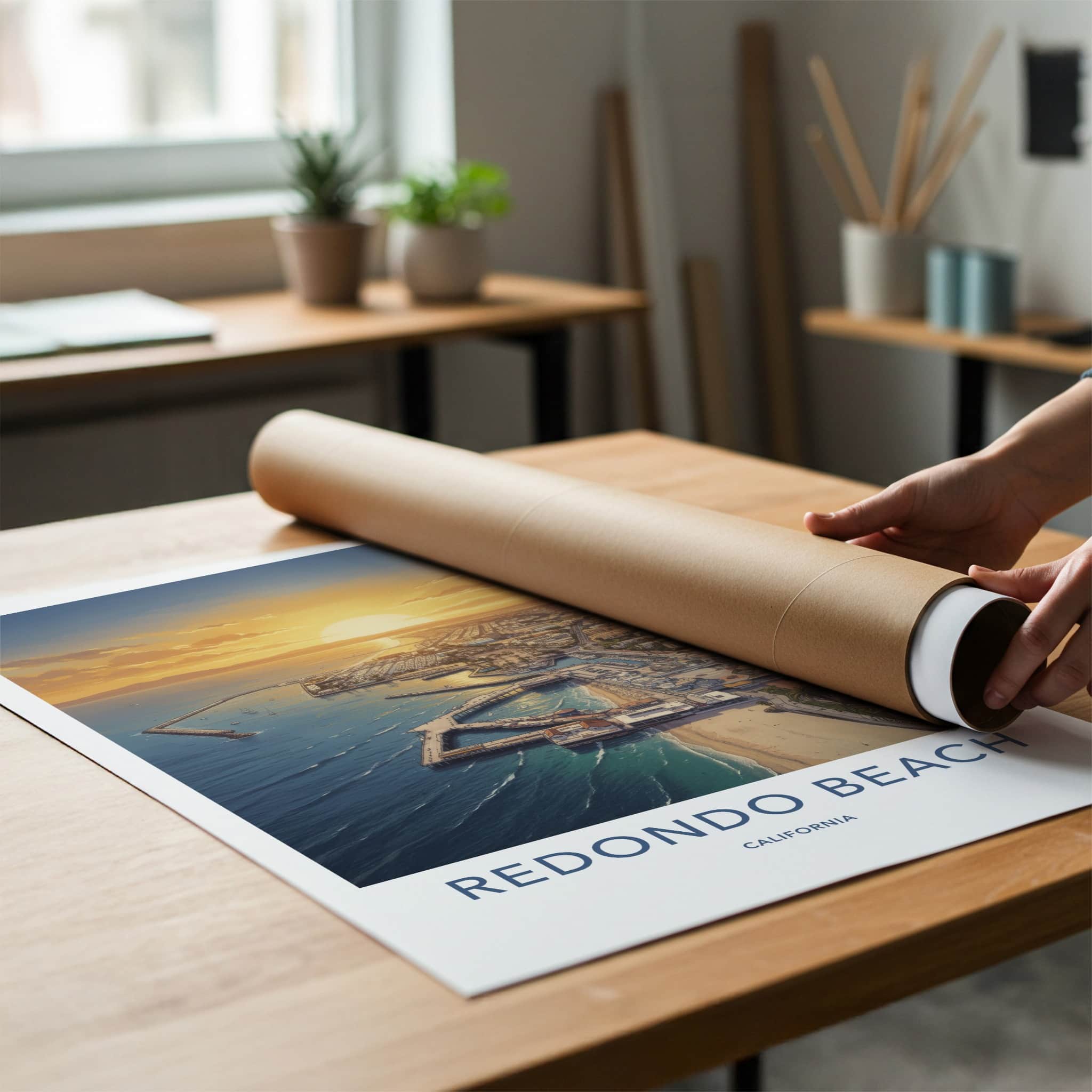 Redondo Beach Poster - California Travel Art - Golden Sunset Pier Home Decor