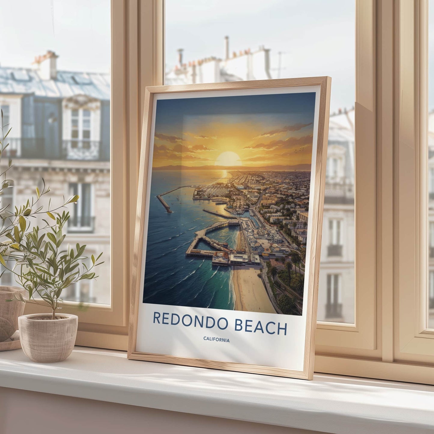 Redondo Beach Poster - California Travel Art - Golden Sunset Pier Home Decor