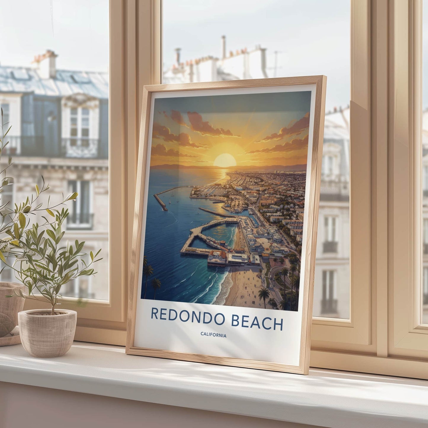 Redondo Beach Poster - California Travel Art - Vibrant Harbor Sunset Home Decor