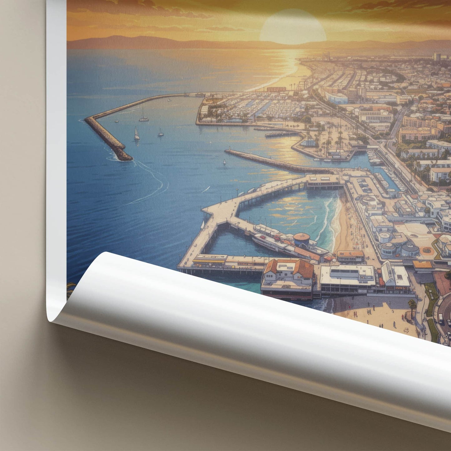 Redondo Beach Poster - California Travel Art - Vibrant Harbor Sunset Home Decor