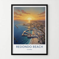 Redondo Beach Poster - California Travel Art - Vibrant Harbor Sunset Home Decor