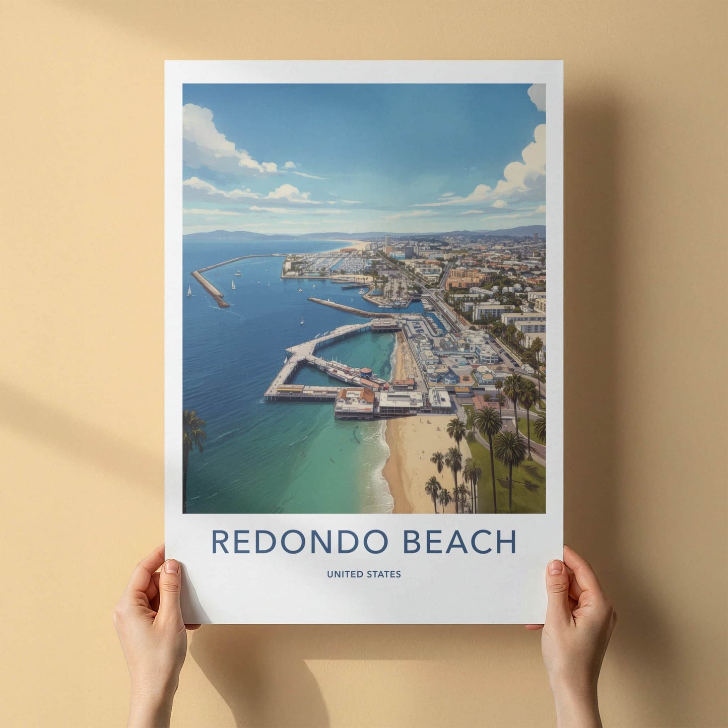 Redondo Beach Poster - California Wall Art - Aerial Marina City Home Decor