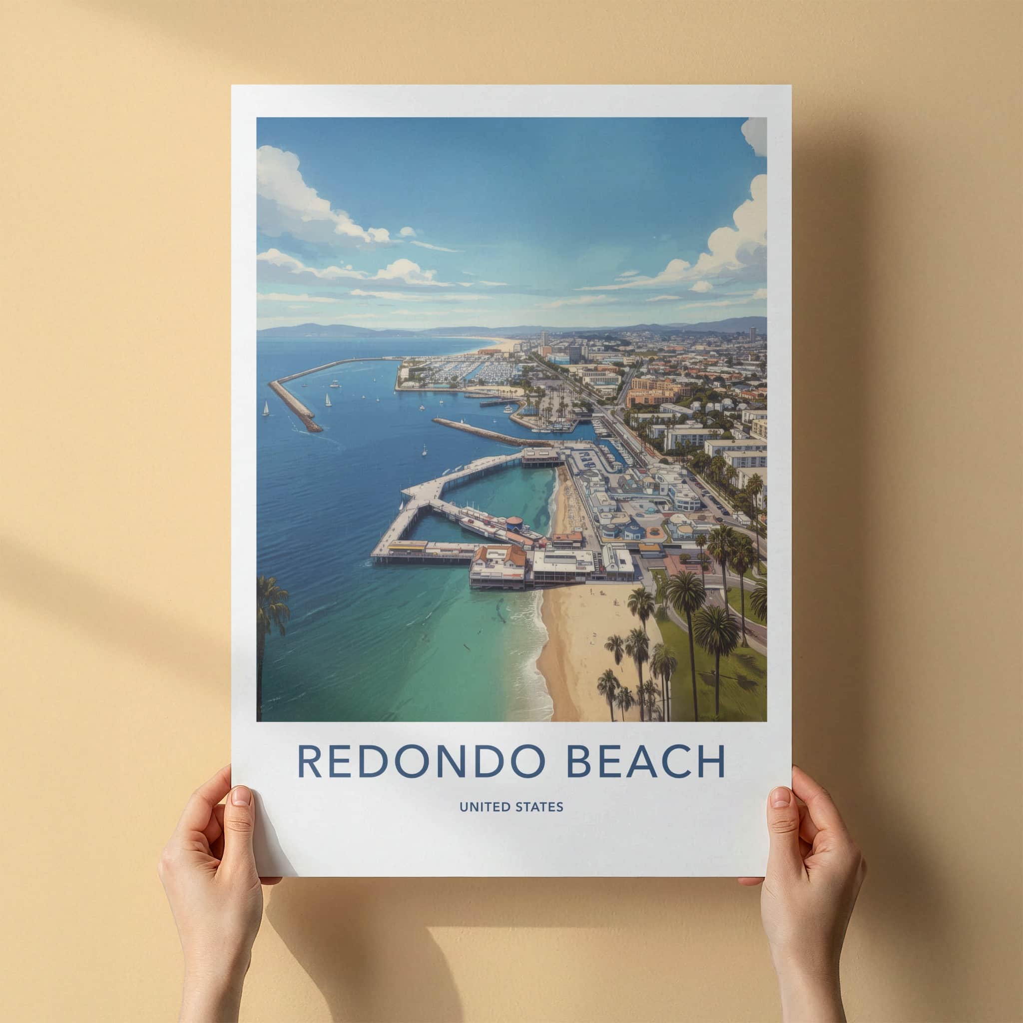 Redondo Beach Poster - California Wall Art - Aerial Marina City Home Decor