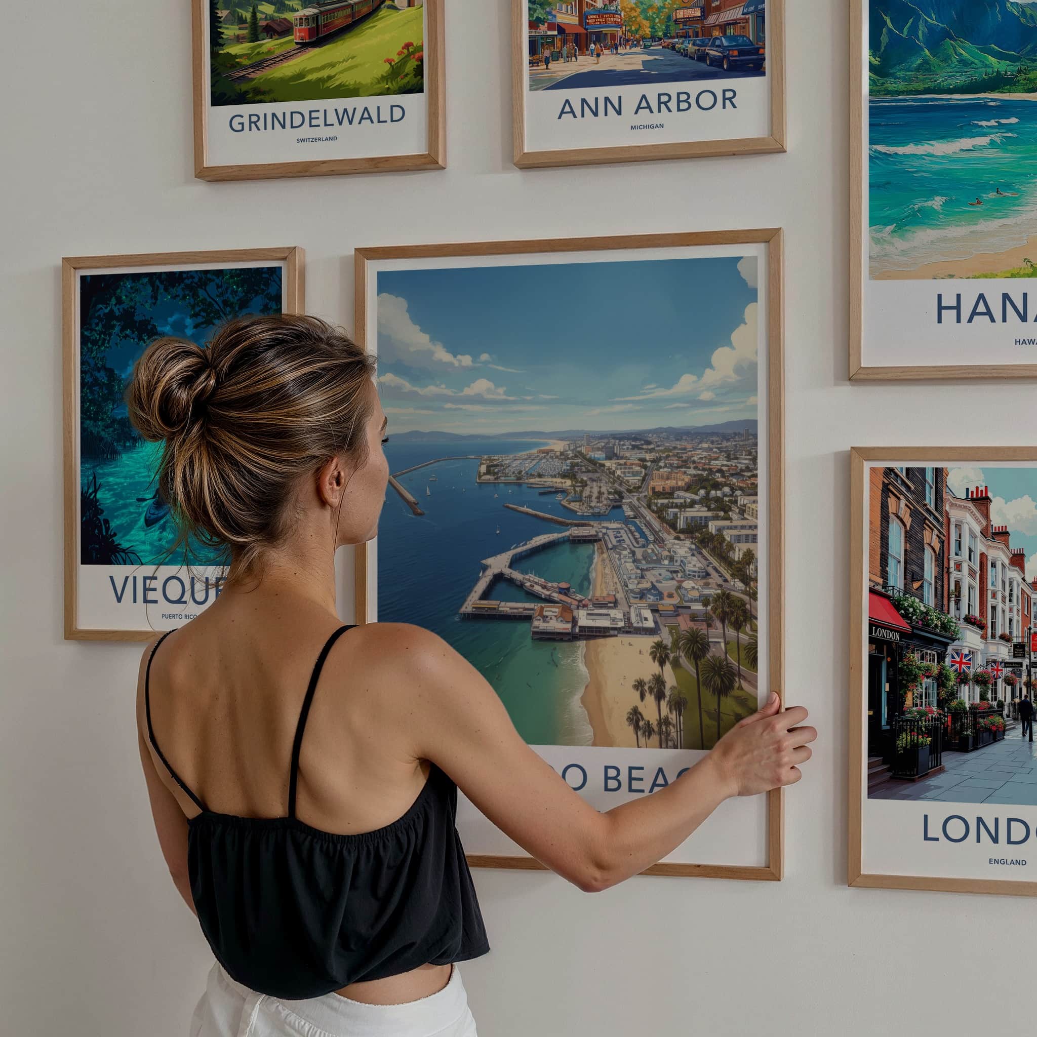 Redondo Beach Poster - California Wall Art - Aerial Marina City Home Decor