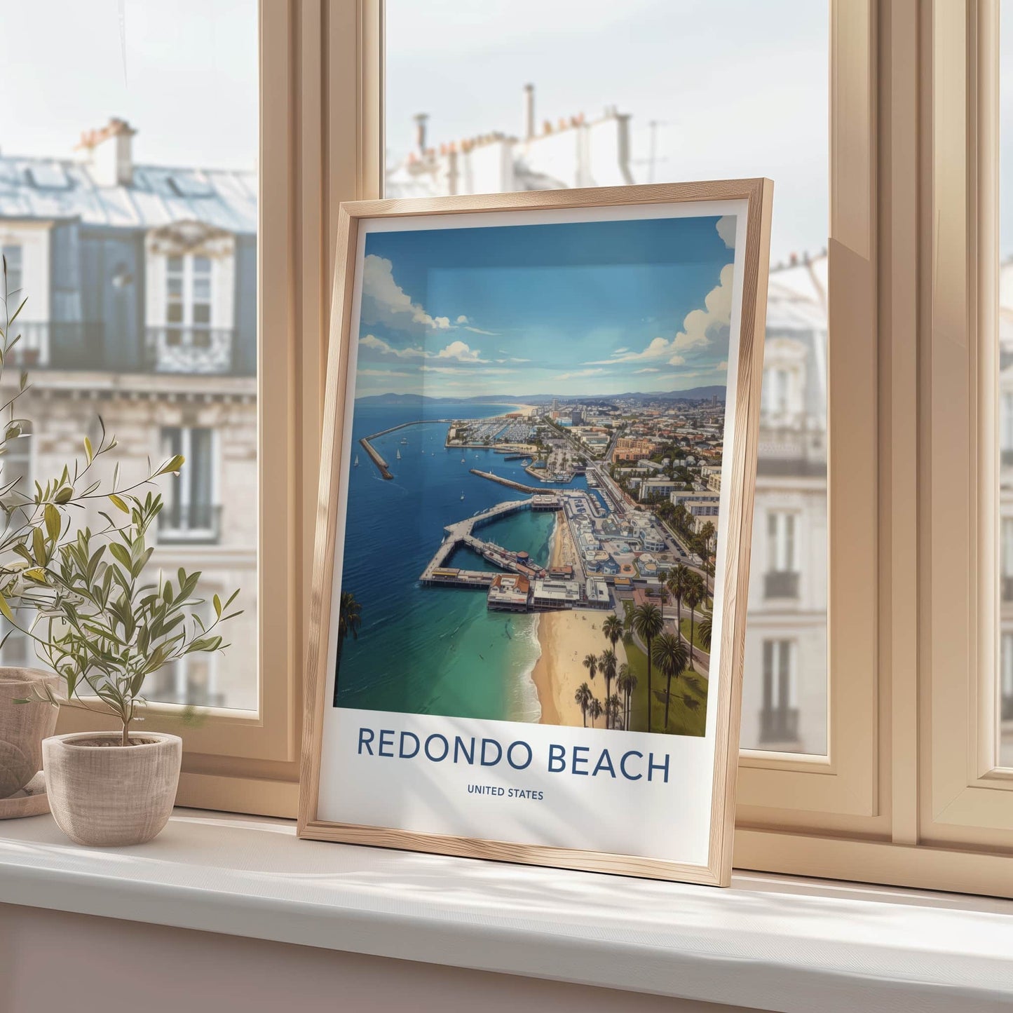 Redondo Beach Poster - California Wall Art - Aerial Marina City Home Decor