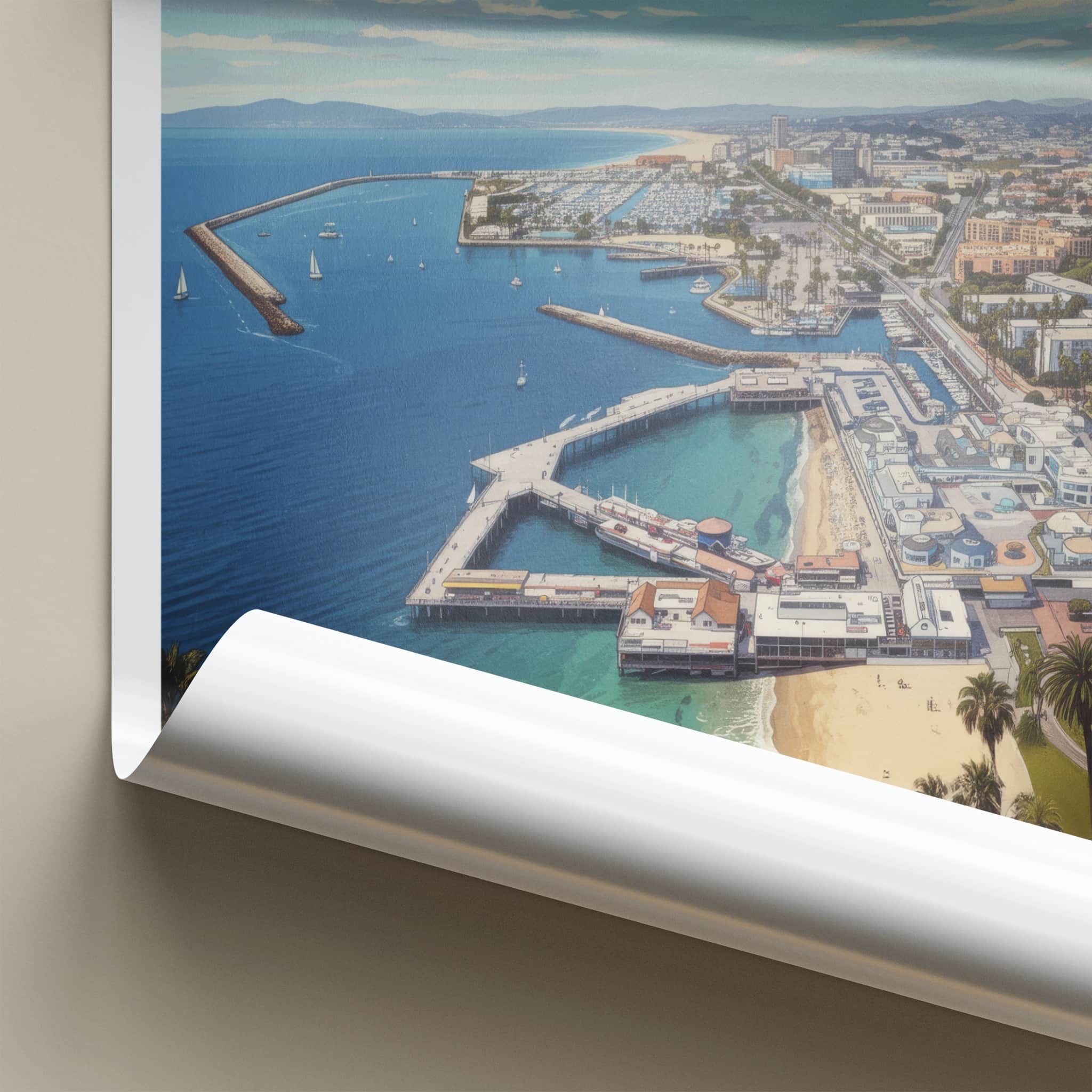 Redondo Beach Poster - California Wall Art - Aerial Marina City Home Decor