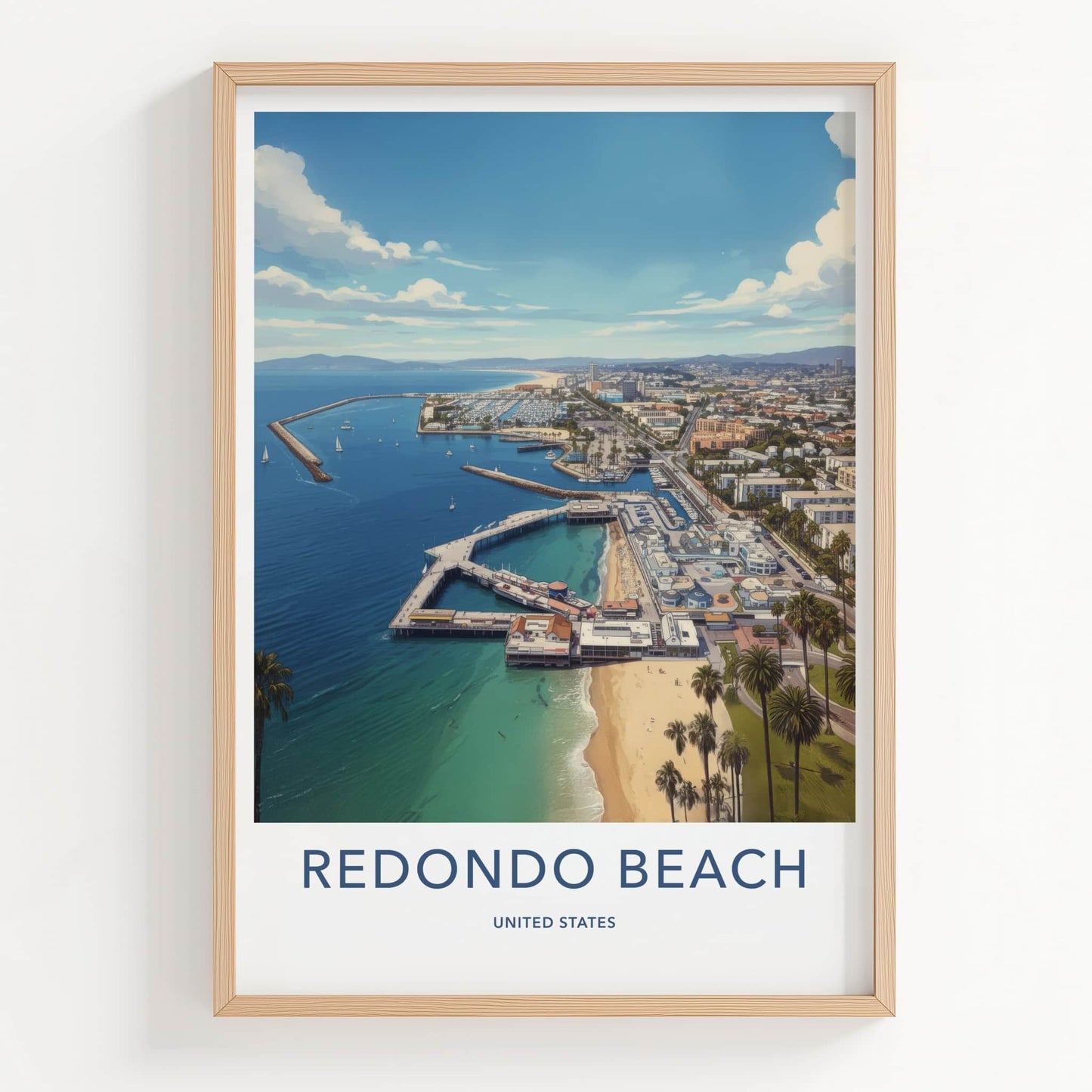 Redondo Beach Poster - California Wall Art - Aerial Marina City Home Decor