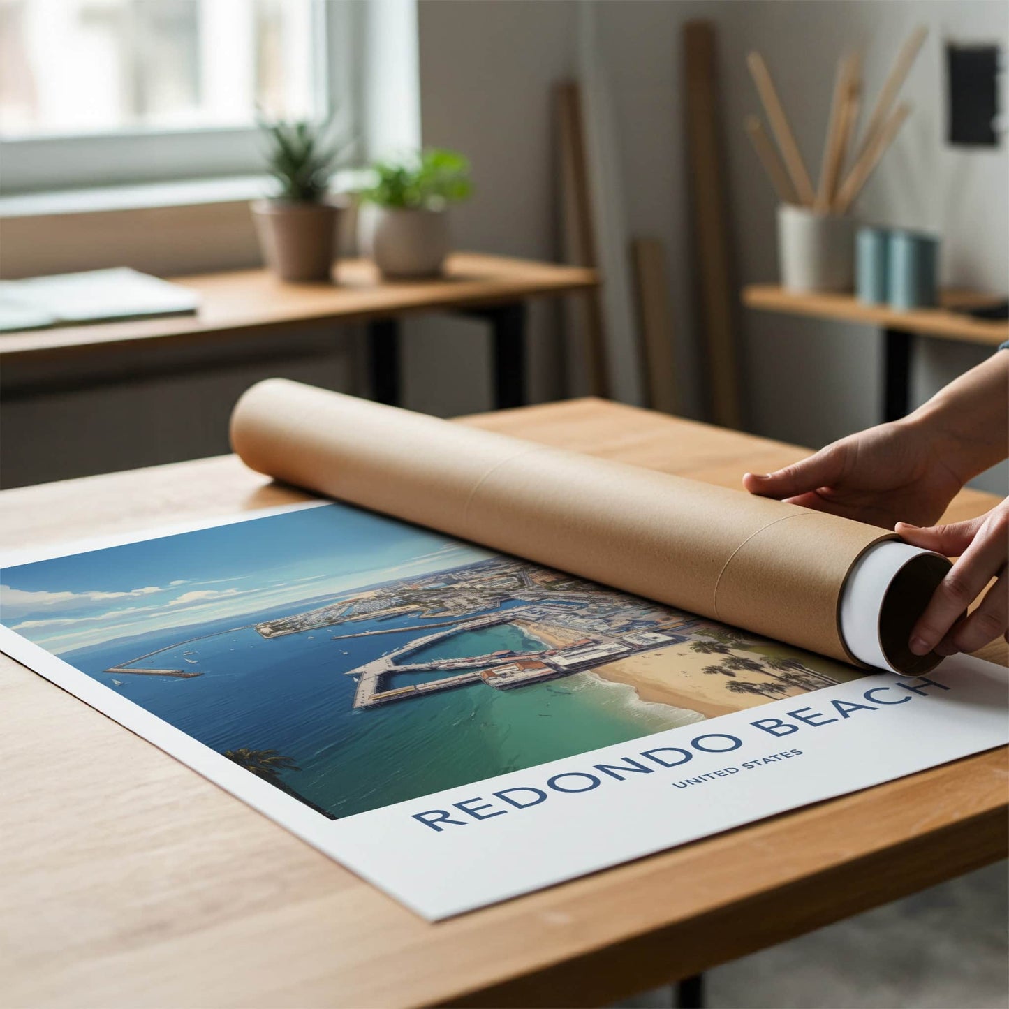 Redondo Beach Poster - California Wall Art - Aerial Marina City Home Decor