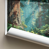 Redwood National Park Poster - California Travel Art - Giant Forest Sunlight Home Decor