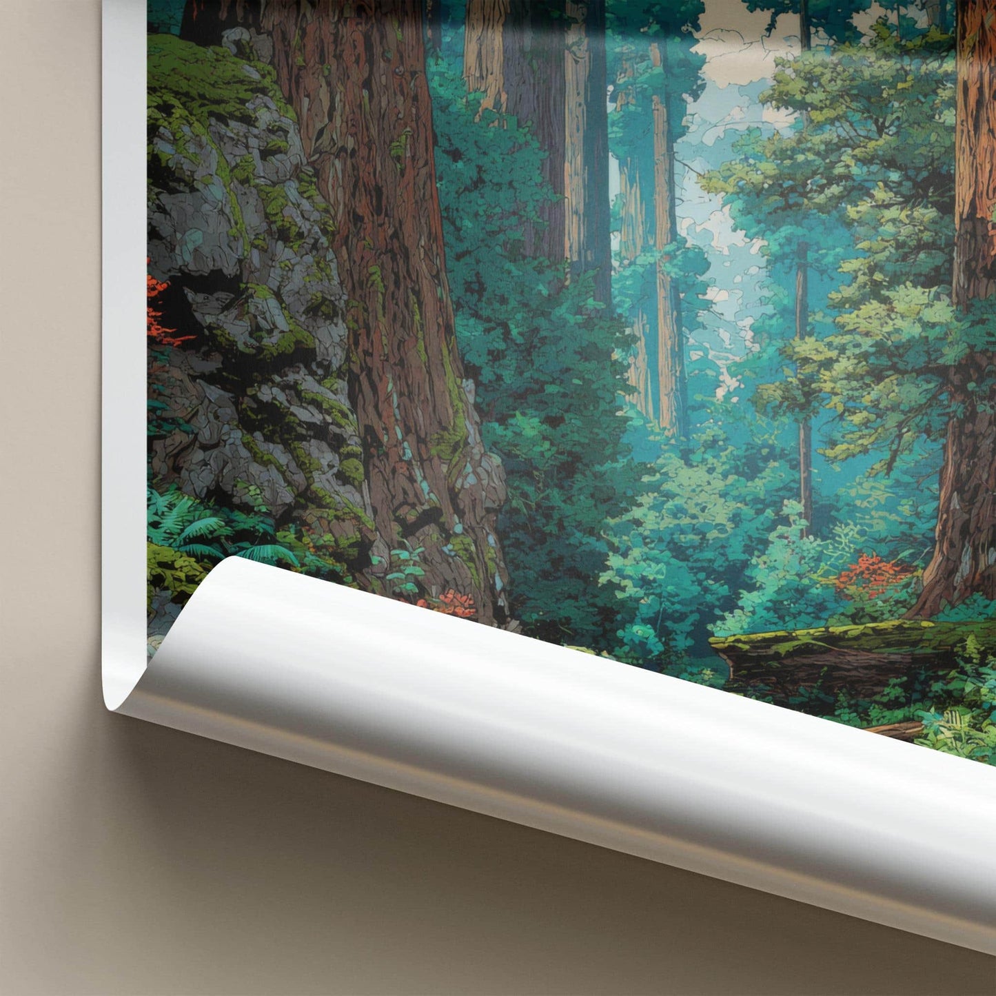 Redwood National Park Poster - California Travel Art - Lush Forest Path Home Decor