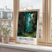 Redwood National Park Poster - California Travel Art - Lush Forest Path Home Decor