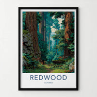 Redwood National Park Poster - California Travel Art - Lush Forest Path Home Decor