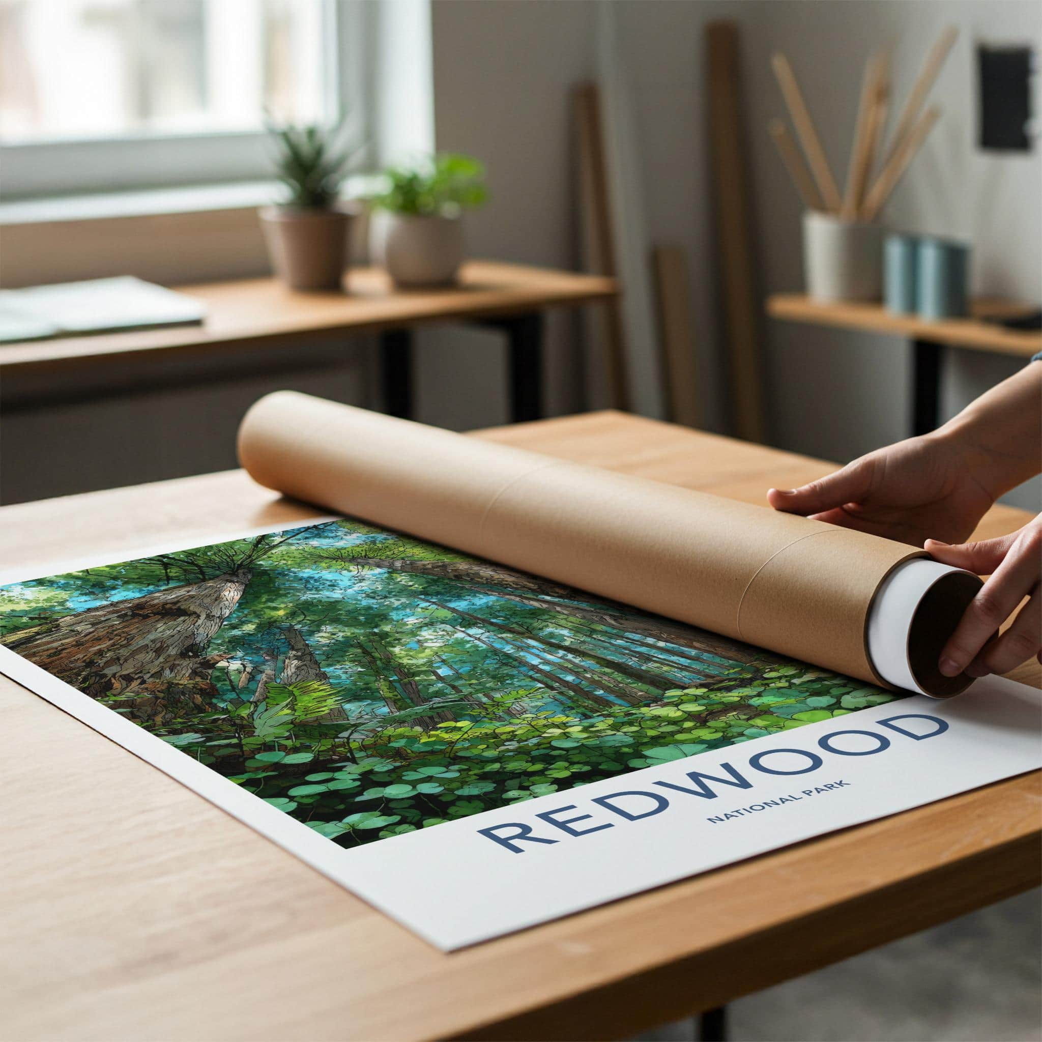 Redwood National Park Poster - California Wall Art - Giant Forest View Gift