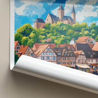 Reichsburg Poster - Germany Travel Art - Riverside Historic Town Home Decor