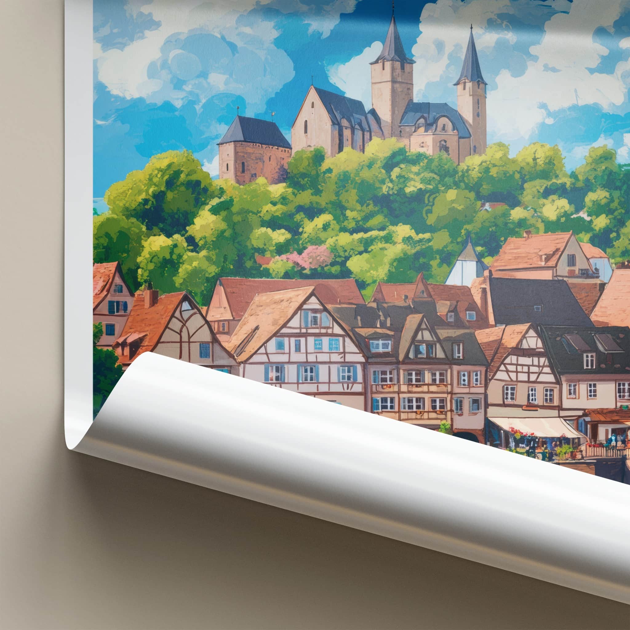 Reichsburg Poster - Germany Travel Art - Riverside Historic Town Home Decor