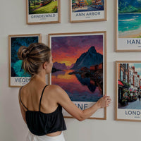 Reine Poster - Norway Travel Art - Vibrant Fjord Sunset Home Decor