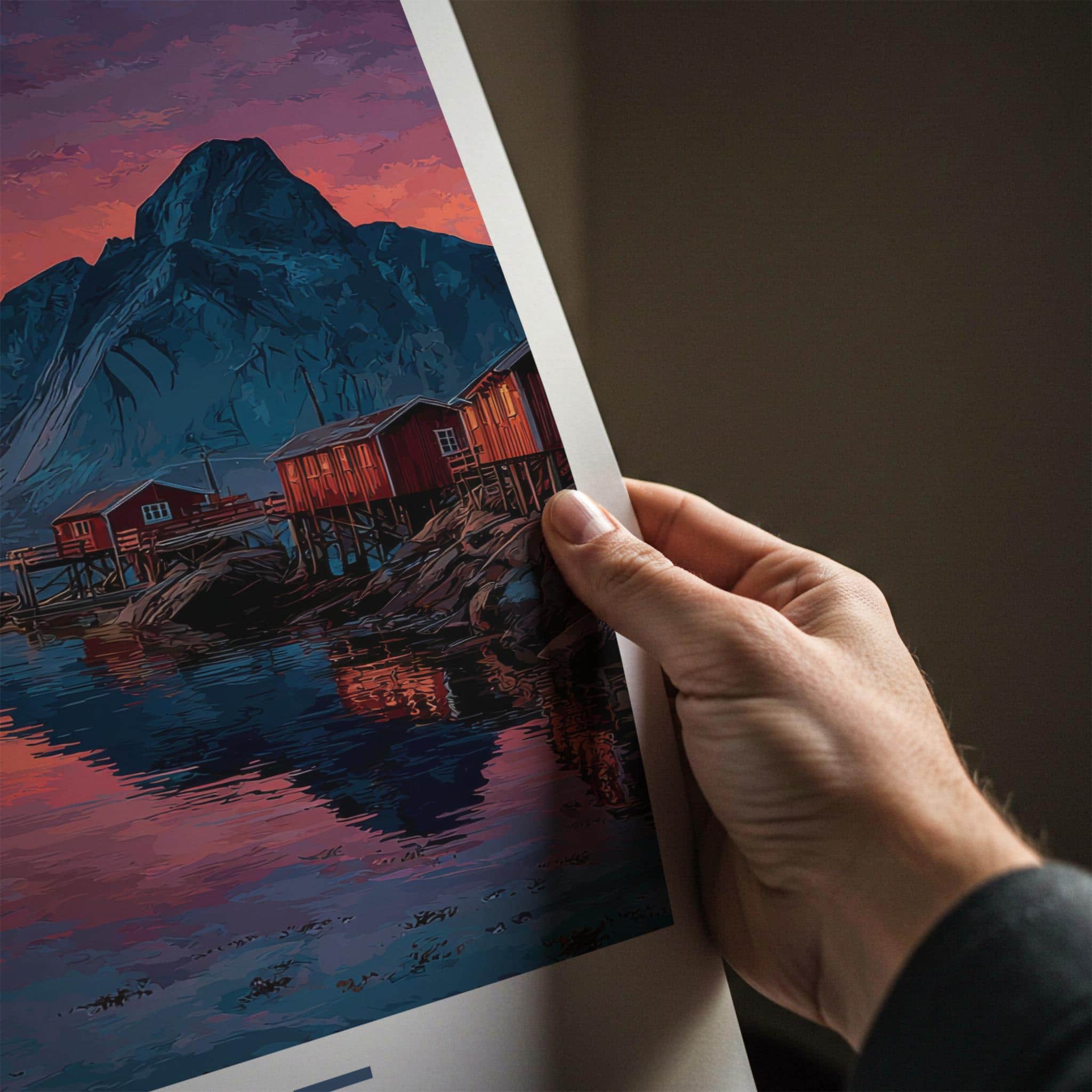 Reine Poster - Norway Travel Art - Vibrant Fjord Sunset Home Decor