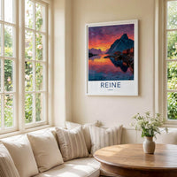 Reine Poster - Norway Travel Art - Vibrant Fjord Sunset Home Decor