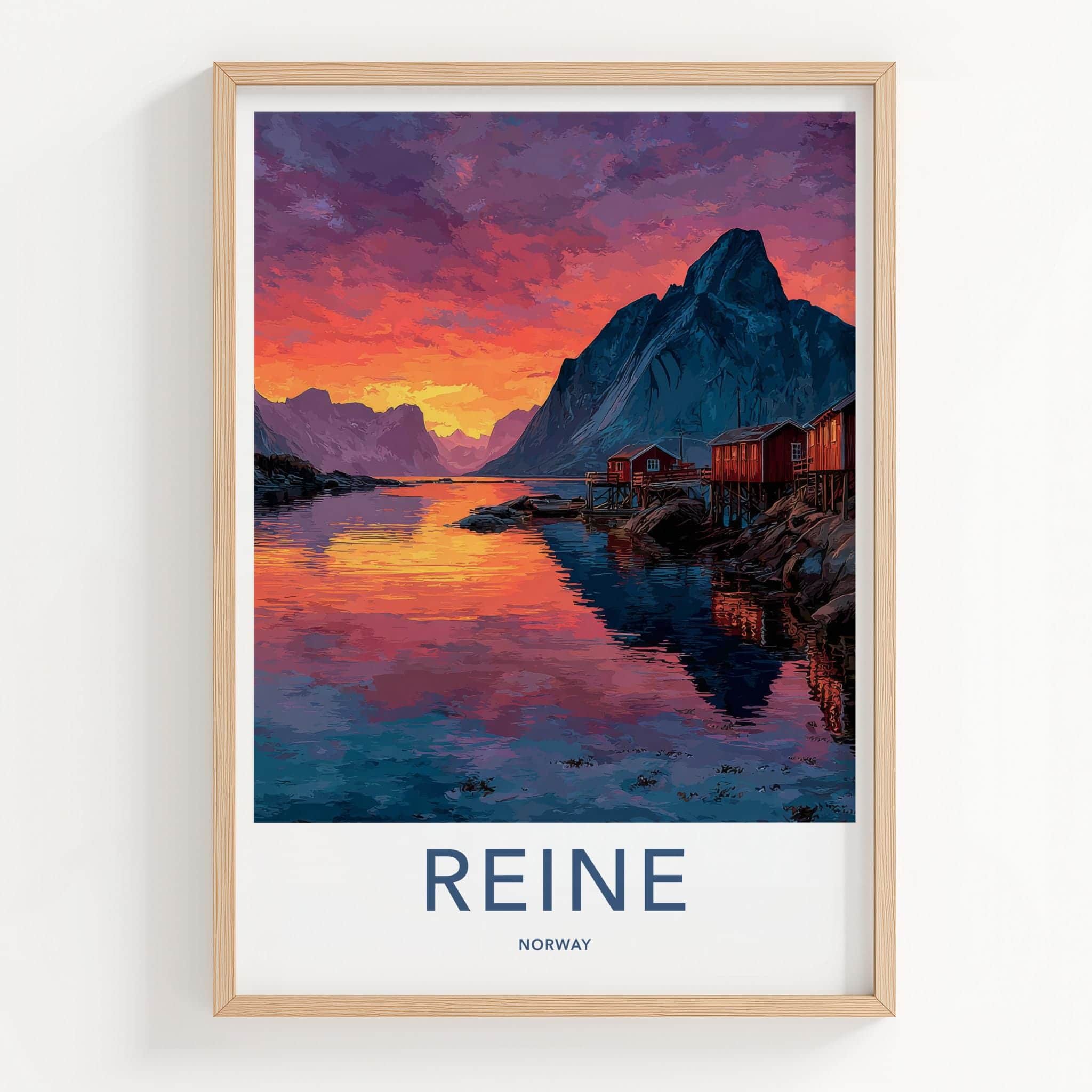 Reine Poster - Norway Travel Art - Vibrant Fjord Sunset Home Decor