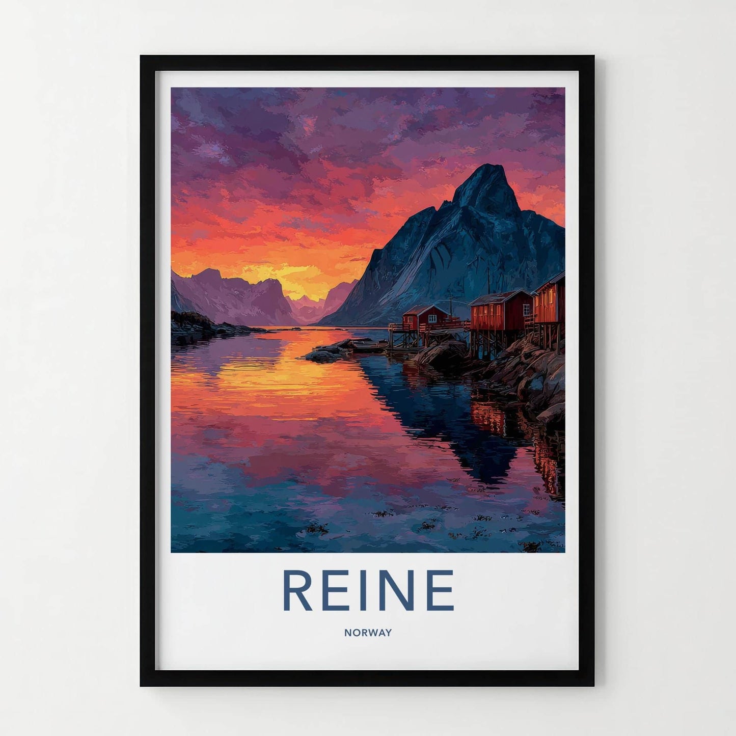 Reine Poster - Norway Travel Art - Vibrant Fjord Sunset Home Decor