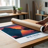Reine Poster - Norway Travel Print - Mountain Village Sunset Gallery Art