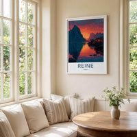 Reine Poster - Norway Travel Print - Mountain Village Sunset Gallery Art