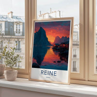 Reine Poster - Norway Travel Print - Mountain Village Sunset Gallery Art