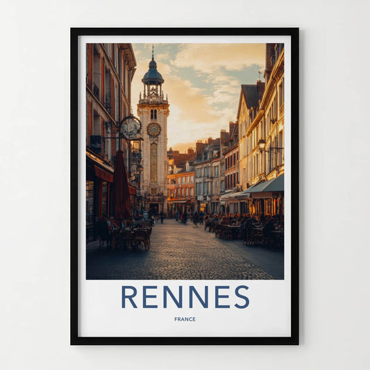 Rennes Poster - France Travel Art - Historic Clock Tower Wall Decor