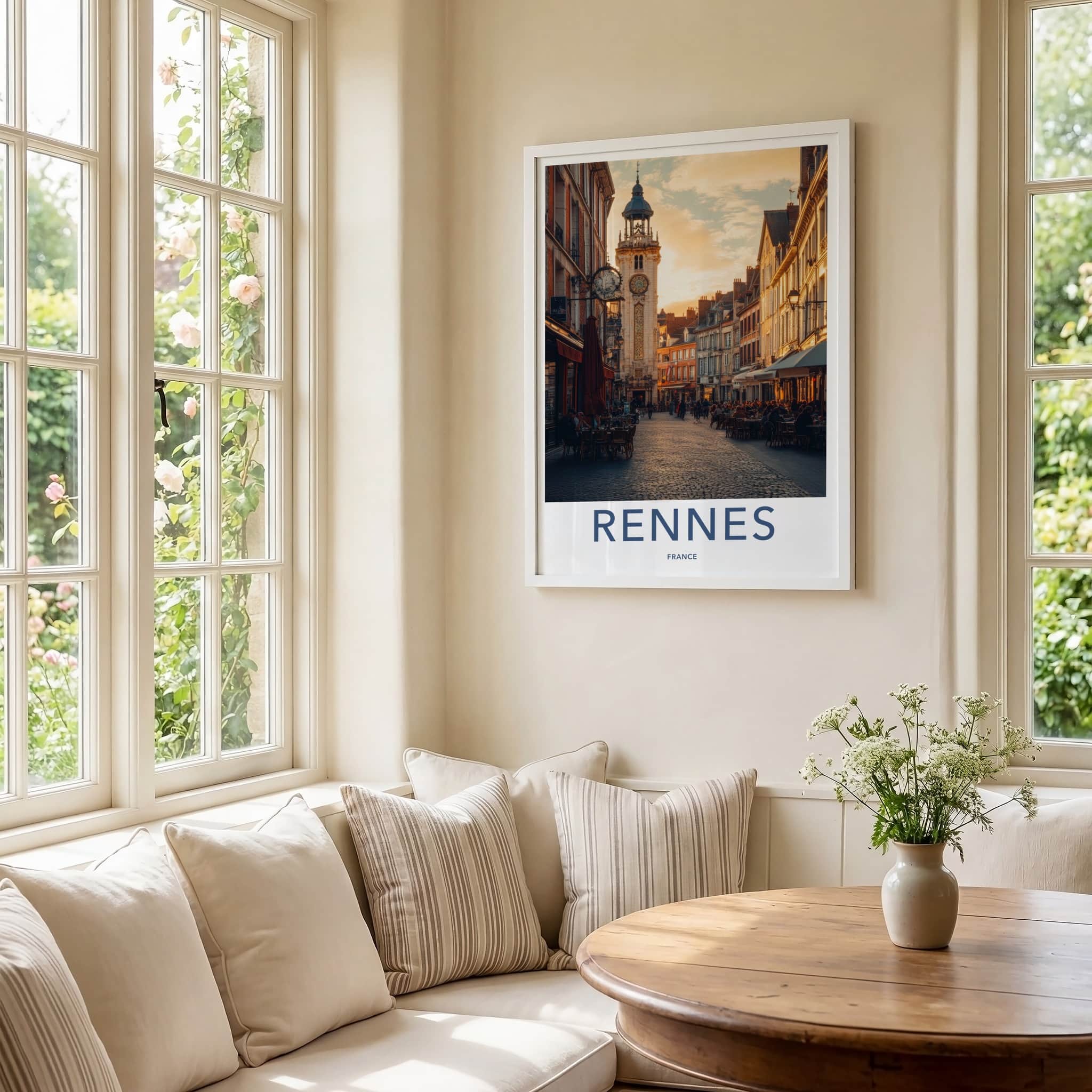 Rennes Poster - France Travel Art - Historic Clock Tower Wall Decor