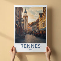 Rennes Poster - France Travel Art - Historic Clock Tower Wall Decor