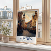 Rennes Poster - France Travel Art - Historic Clock Tower Wall Decor