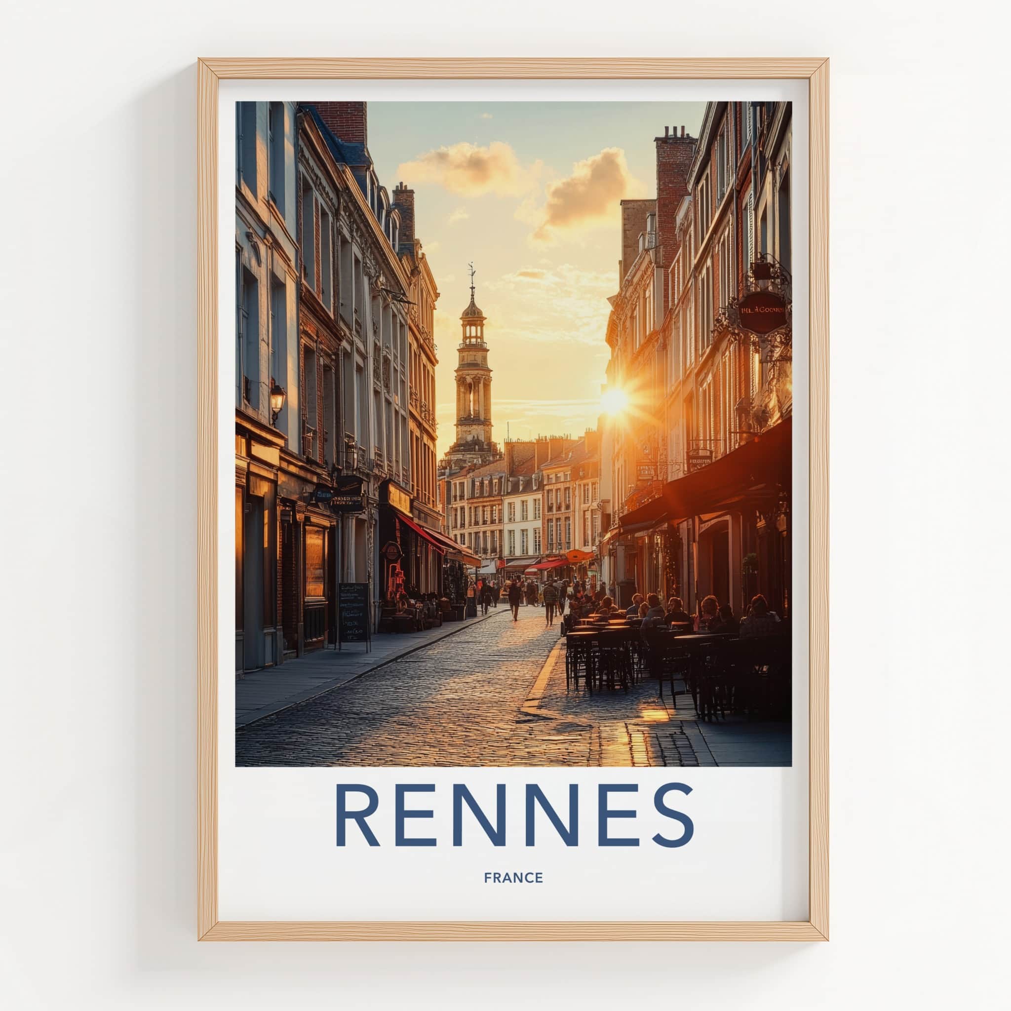 Rennes Poster - France Travel Art - Historic Street Sunset Home Decor