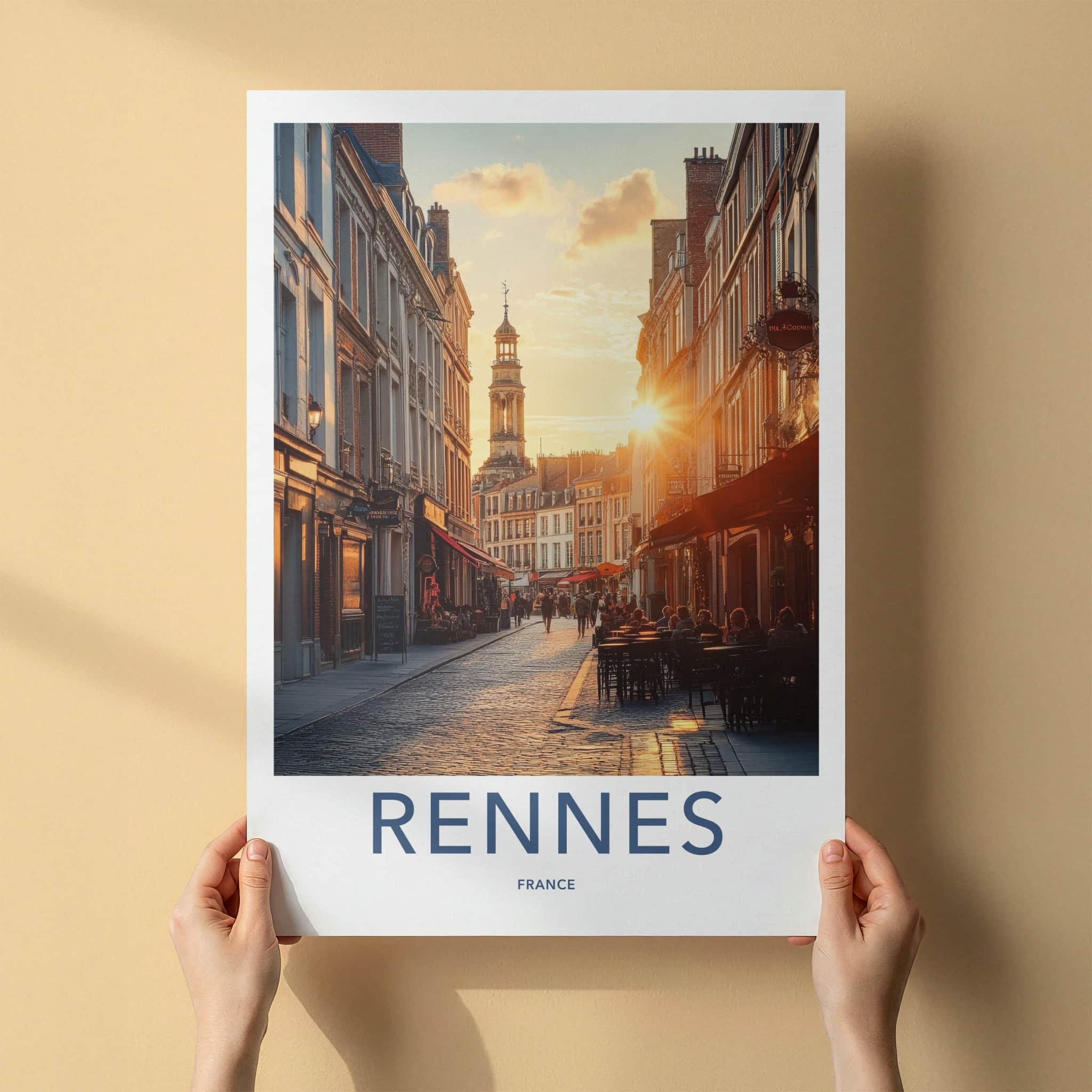 Rennes Poster - France Travel Art - Historic Street Sunset Home Decor