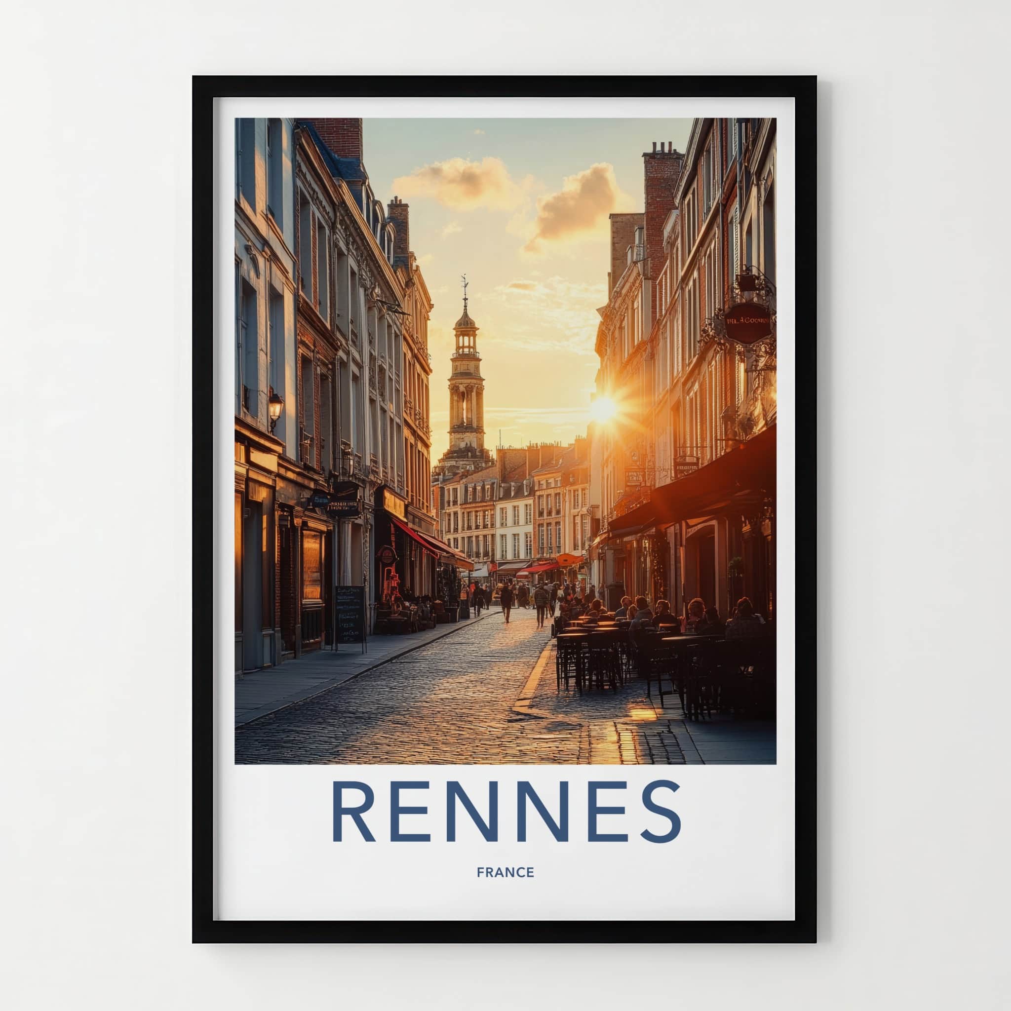 Rennes Poster - France Travel Art - Historic Street Sunset Home Decor