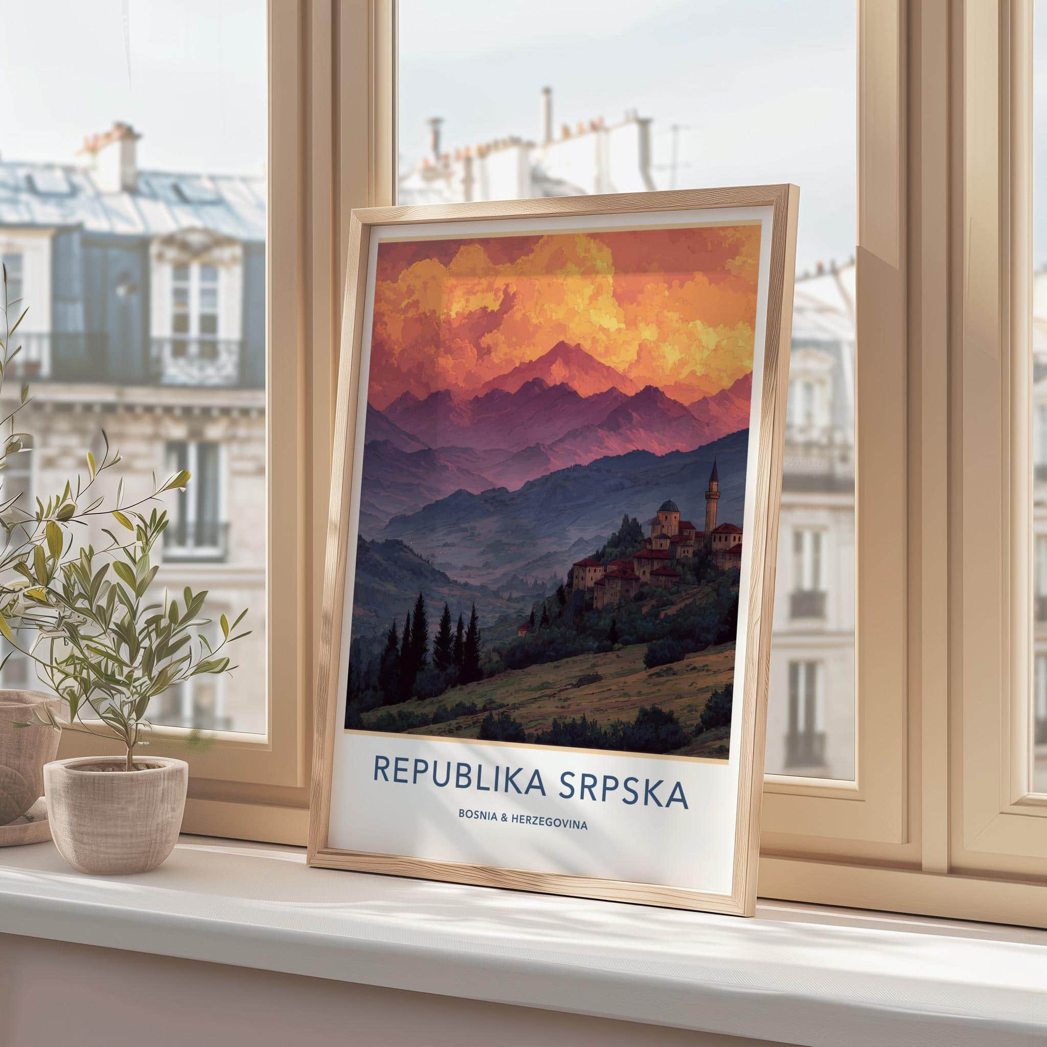 Republika Srpska Poster - Bosnia and Herzegovina Wall Art - Red Sky Village Gift