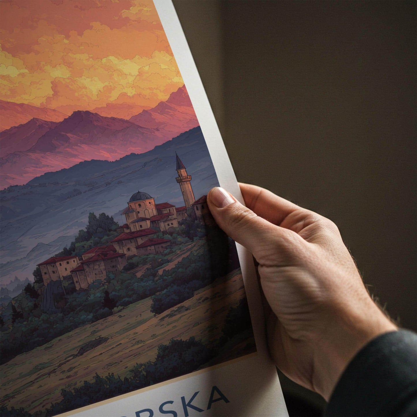 Republika Srpska Poster - Bosnia and Herzegovina Wall Art - Red Sky Village Gift