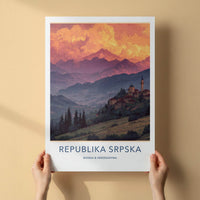 Republika Srpska Poster - Bosnia and Herzegovina Wall Art - Red Sky Village Gift