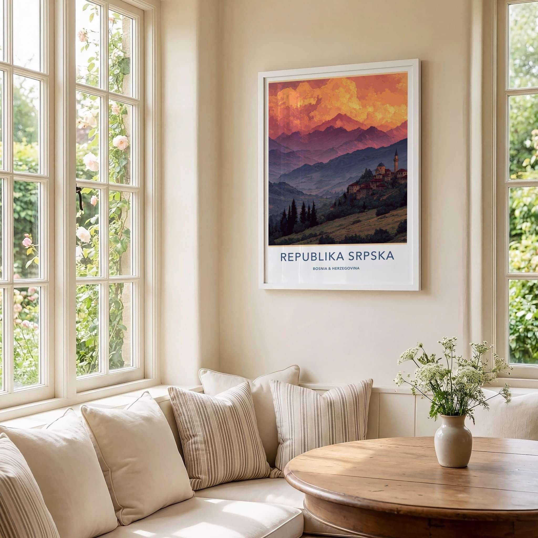 Republika Srpska Poster - Bosnia and Herzegovina Wall Art - Red Sky Village Gift