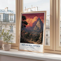 Republika Srpska Poster - Bosnia Herzegovina Art Print - Sunset Mountain Village Gift