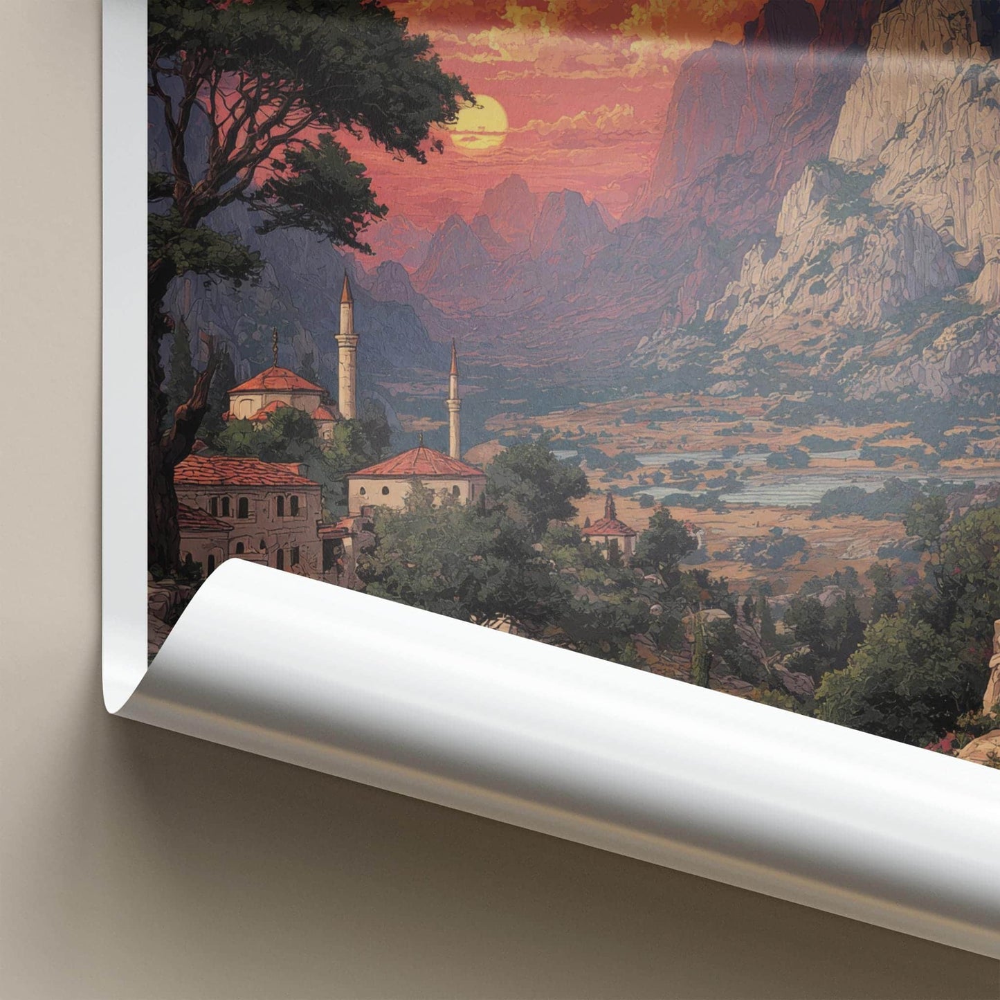 Republika Srpska Poster - Bosnia Herzegovina Art Print - Sunset Mountain Village Gift