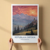 Republika Srpska Poster - Bosnia Herzegovina Mountain Town Home Decor
