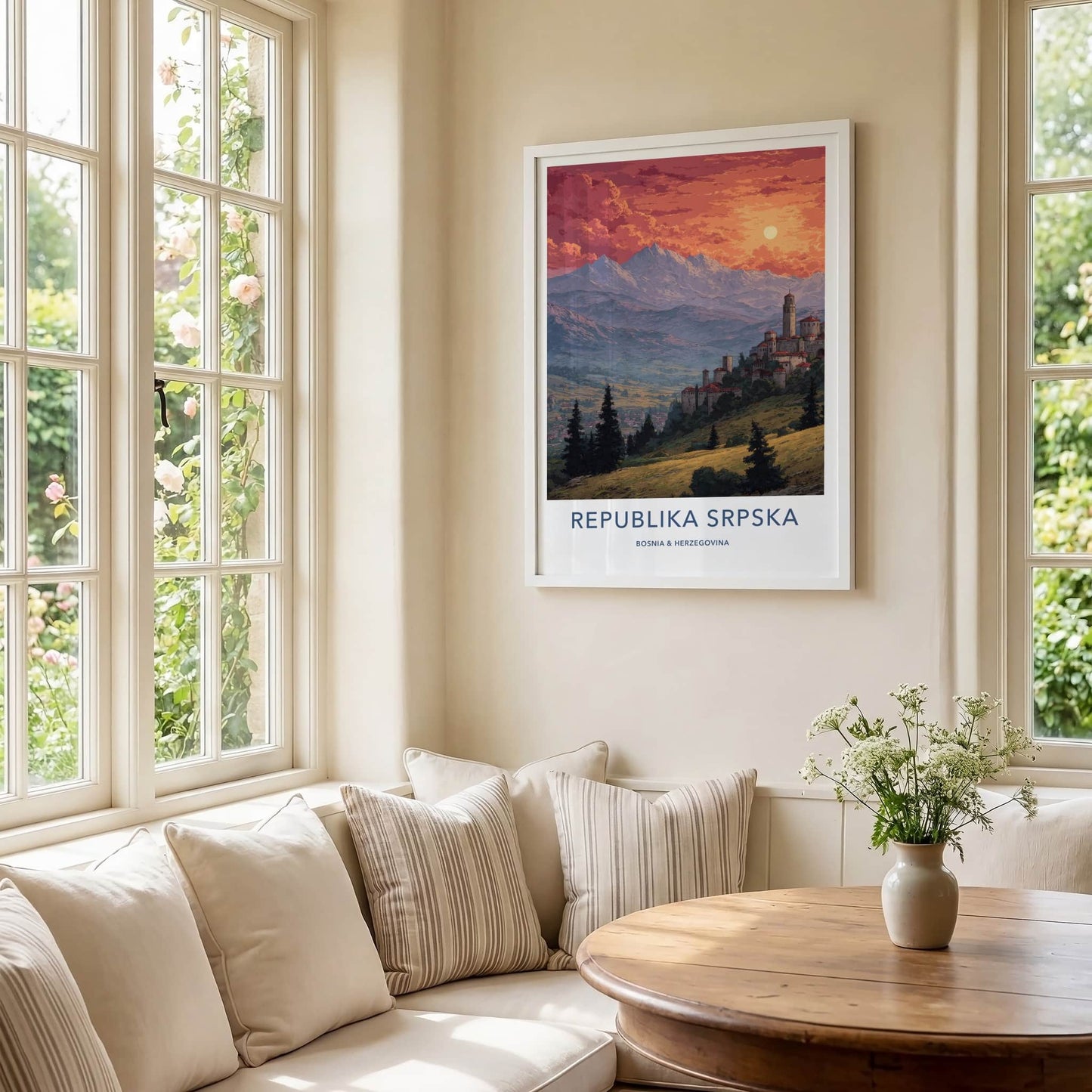 Republika Srpska Poster - Bosnia Herzegovina Mountain Town Home Decor