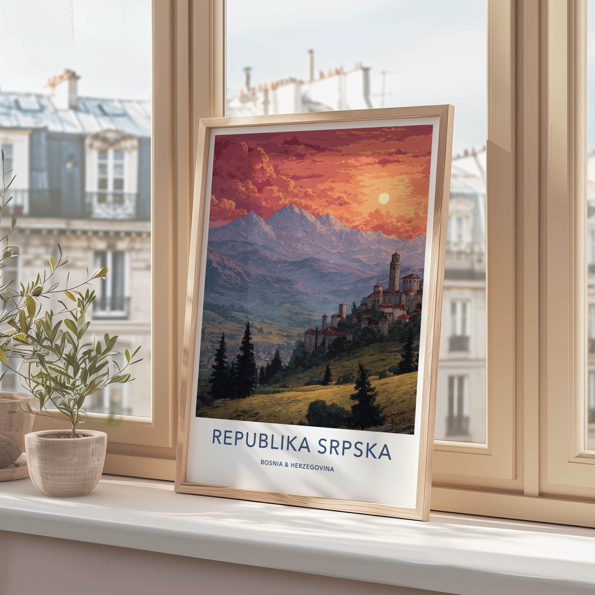 Republika Srpska Poster - Bosnia Herzegovina Mountain Town Home Decor