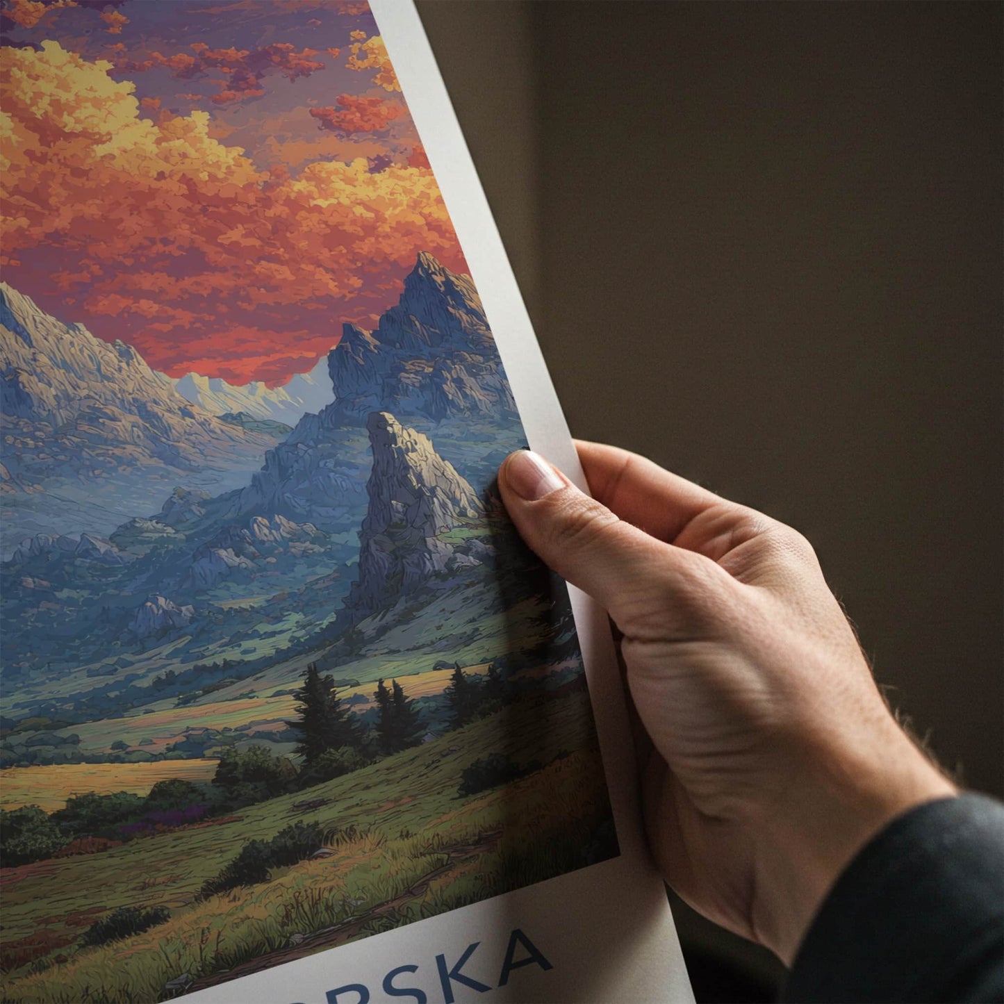Republika Srpska Poster - Bosnia Herzegovina Travel Print - Village Mountain Evening Home Decor
