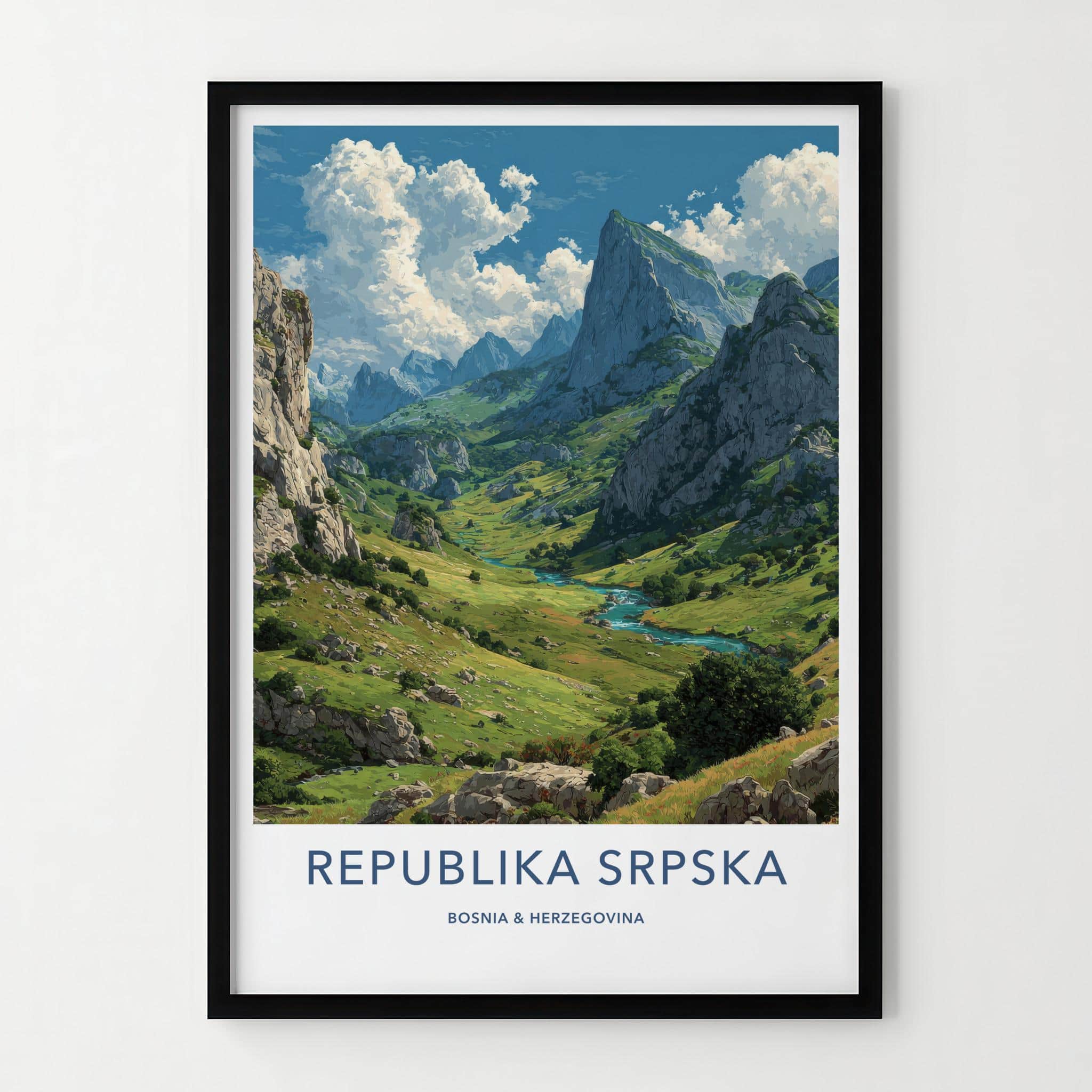 Republika Srpska Poster - Bosnia Herzegovina Wall Art - Green Valley Peaks Gift