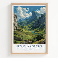 Republika Srpska Poster - Bosnia Herzegovina Wall Art - Green Valley Peaks Gift