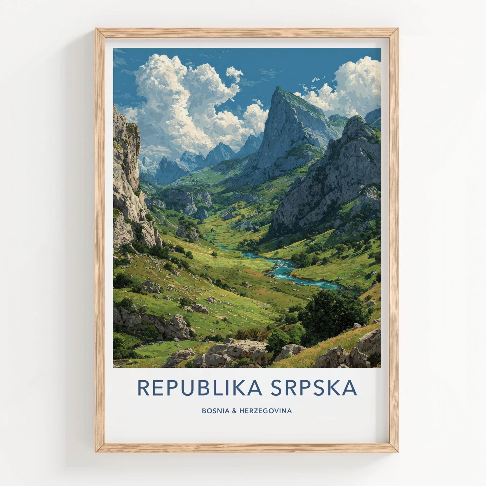Republika Srpska Poster - Bosnia Herzegovina Wall Art - Green Valley Peaks Gift
