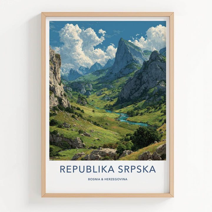 Republika Srpska Poster - Bosnia Herzegovina Wall Art - Green Valley Peaks Gift