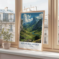 Republika Srpska Poster - Bosnia Herzegovina Wall Art - Green Valley Peaks Gift