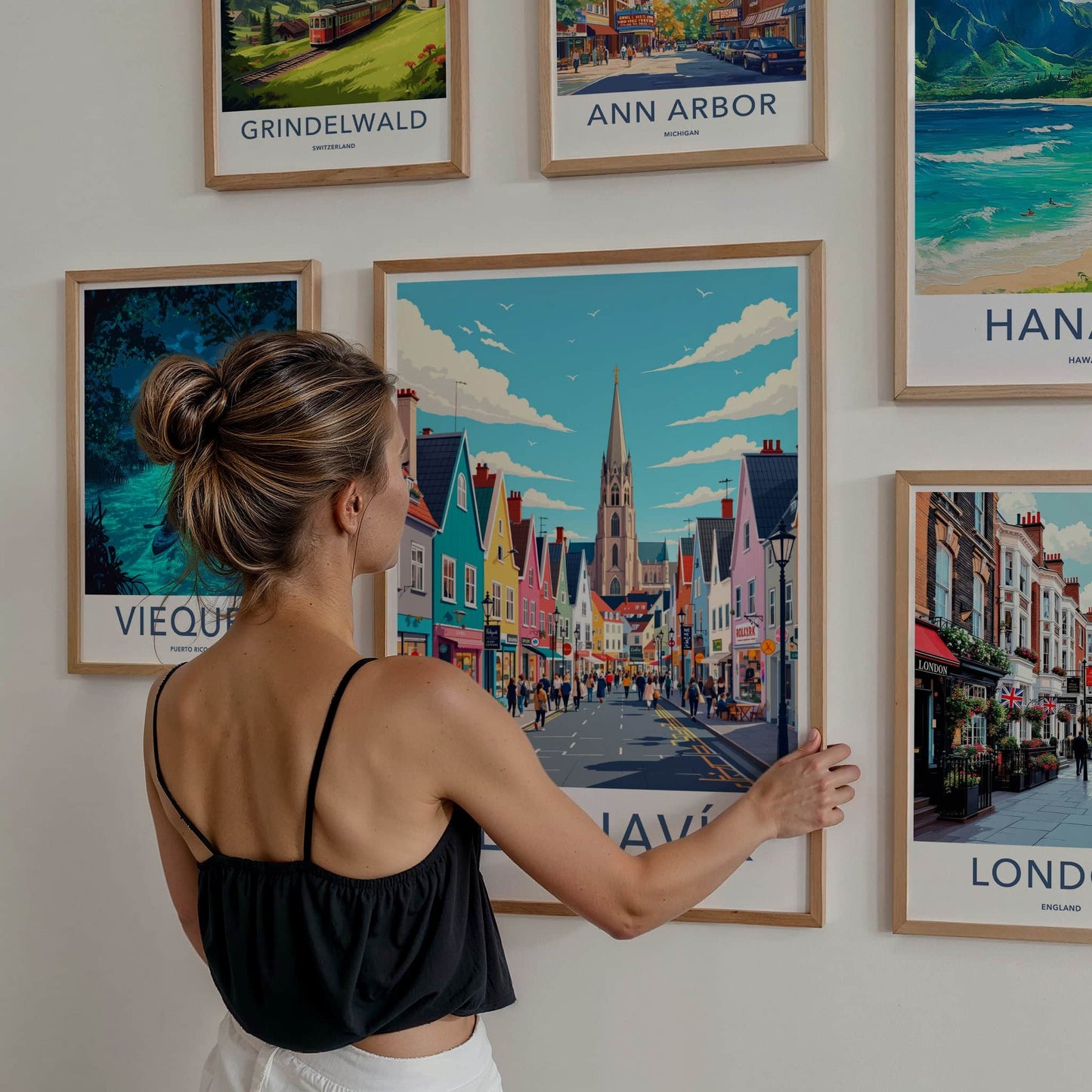 Reykjavik Poster - Iceland Travel Art - Vibrant City Scene Wall Decor